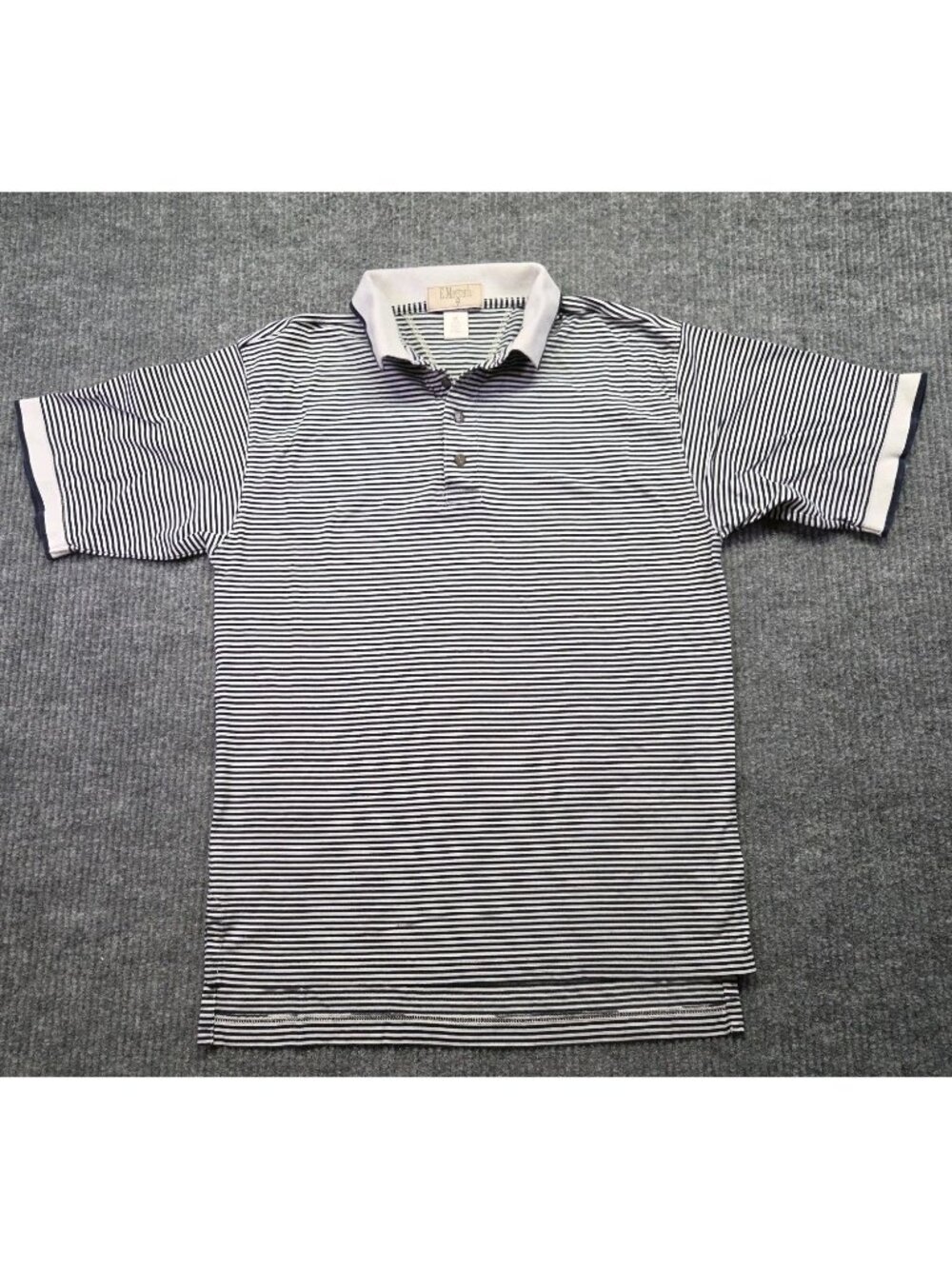 E.Magrath Vintage Striped Polo Golf Shirt Men's Medium Blue & White Short Sleeve
